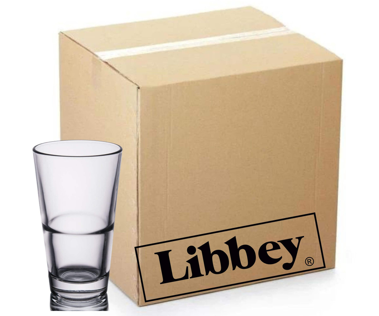Libbey Restaurant Basics 24-Case for Bartenders - 14 oz. Rim Tempered Mixing Glass-Chicken Pieces