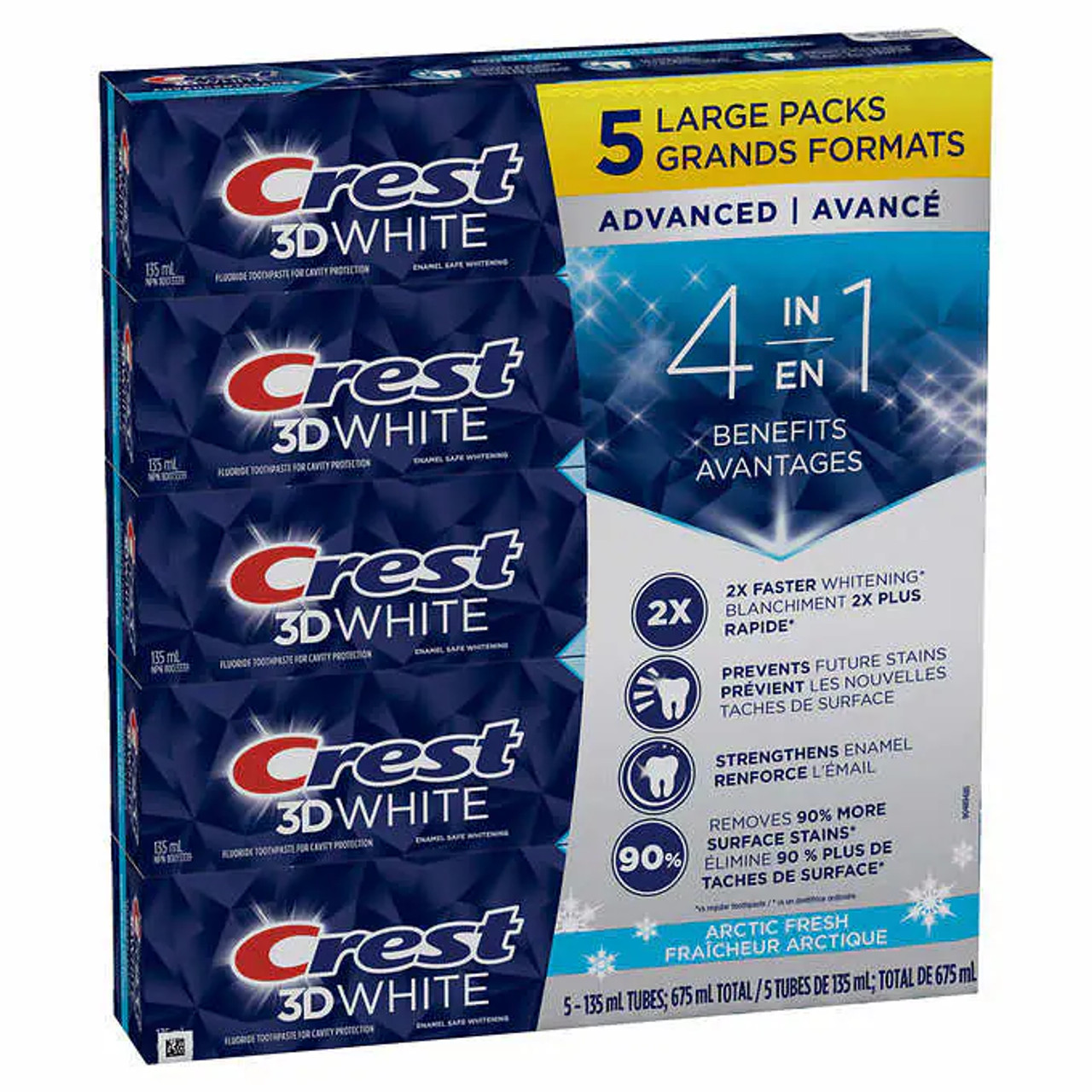Crest 3D White Advanced Whitening Toothpaste, 5 x 135 mL (8/CASE)-Chicken Pieces