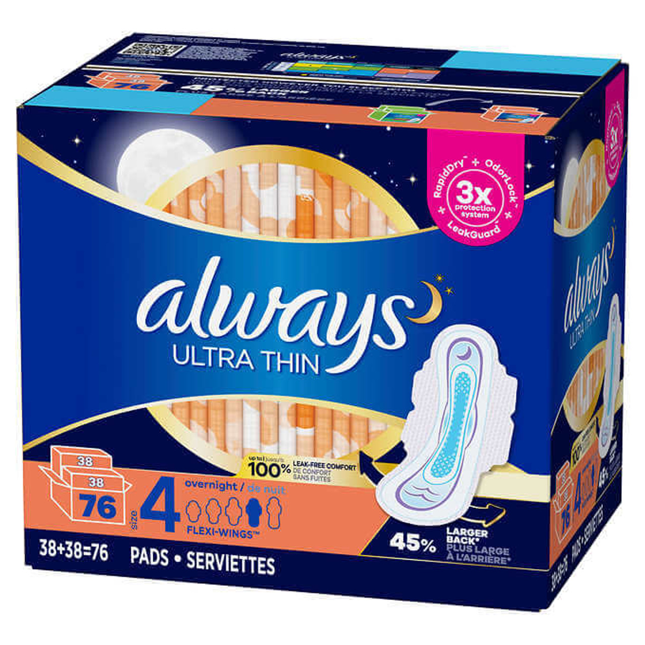 Always Ultra Thin Overnight Pads 76 Count, Unscented (8/CASE)-Chicken Pieces