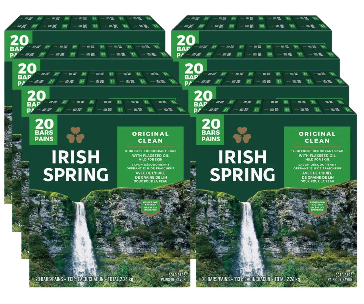 Irish Spring Deodorant Soap, 113 g Freshness, 20-pack -(8/CASE)-Chicken Pieces