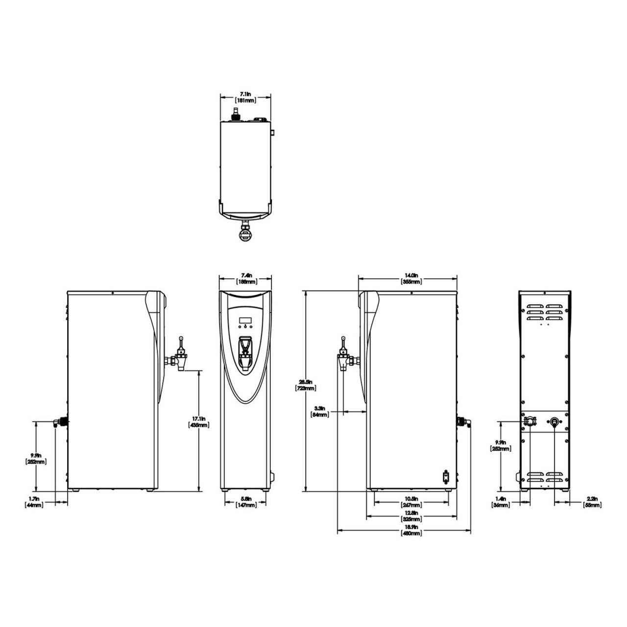 Bunn H5X Stainless Steel 5 Gallon 212 Degree Hot Water Dispenser-Chicken Pieces