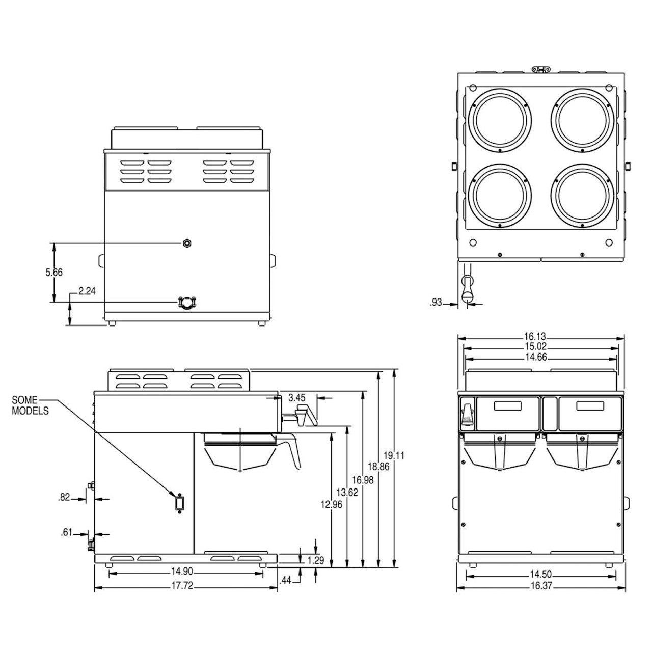 Bunn Axiom 4/2 Twin 12 Cup Automatic Coffee Brewer 120/208-240V-Chicken Pieces