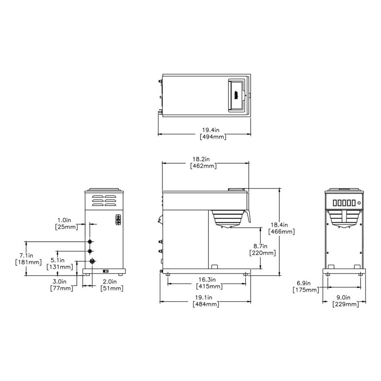 Bunn 23001.0040 CW15-TC Pourover Thermal Carafe Coffee Brewer - 120V