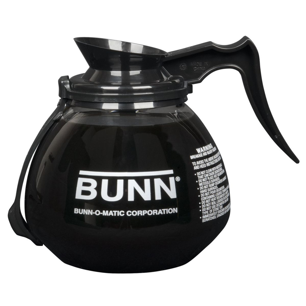 Bunn 64 oz. Glass RFID Decanter with Black Handle -Chicken Pieces