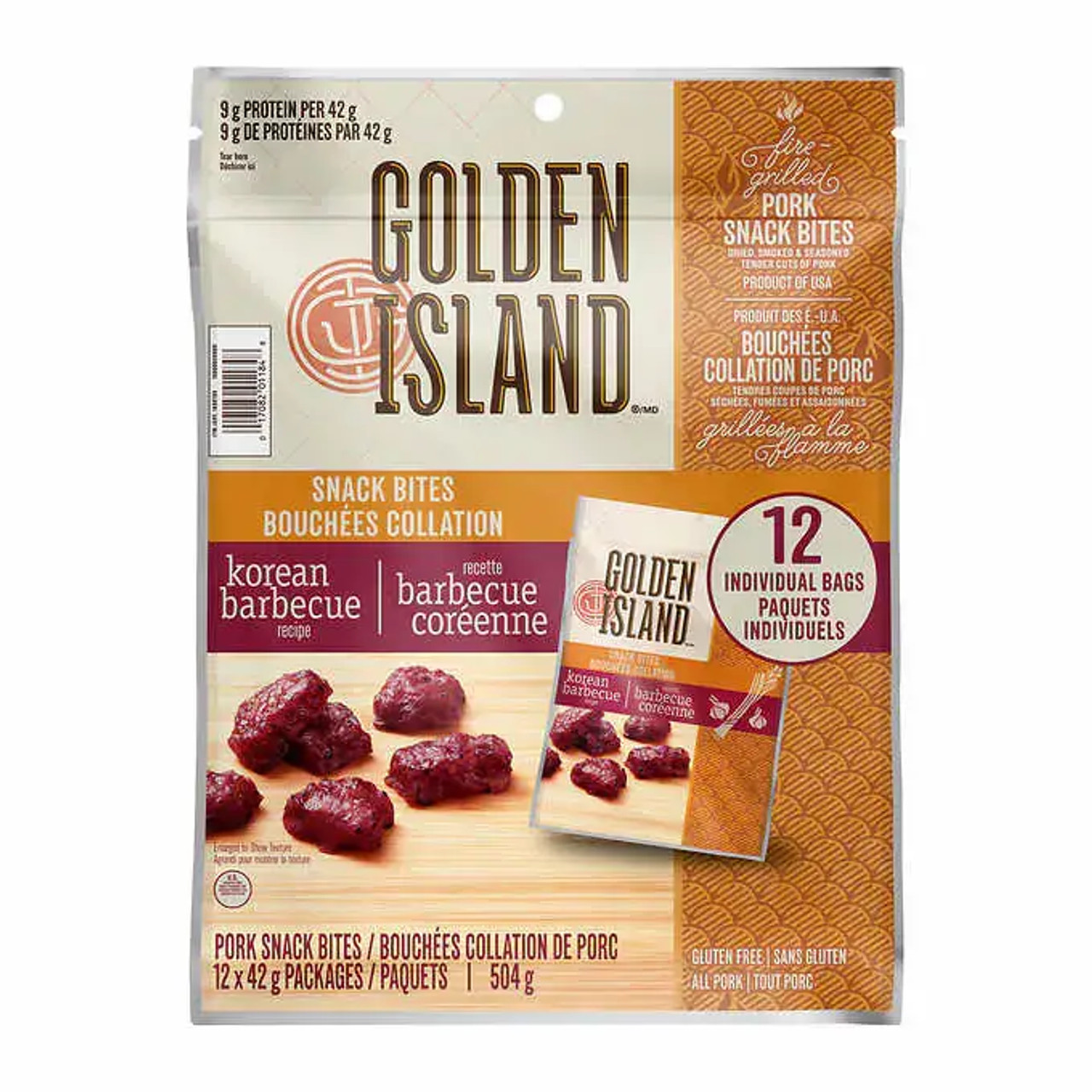 Golden Island Korean BBQ Pork Snack Bites, 12 × 42 g (2/CASE)-Chicken Pieces