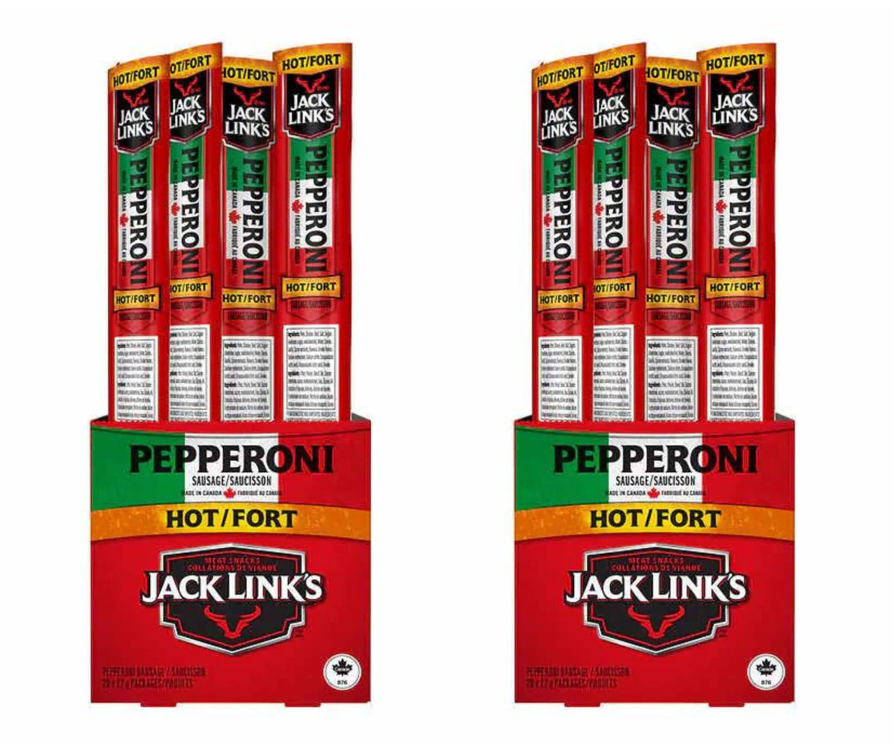 Jack Link’s Hot Pepperoni Sticks, 20 × 22 g - Spicy (2/CASE)-Chicken Pieces