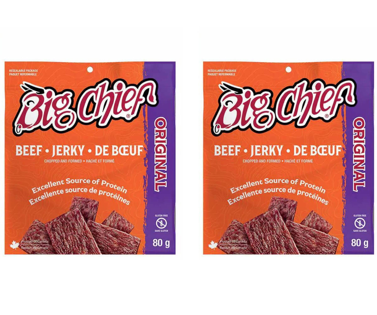 Big Chief Beef Jerky Original, 12 × 80 g - (2/CASE) -Chicken Pieces