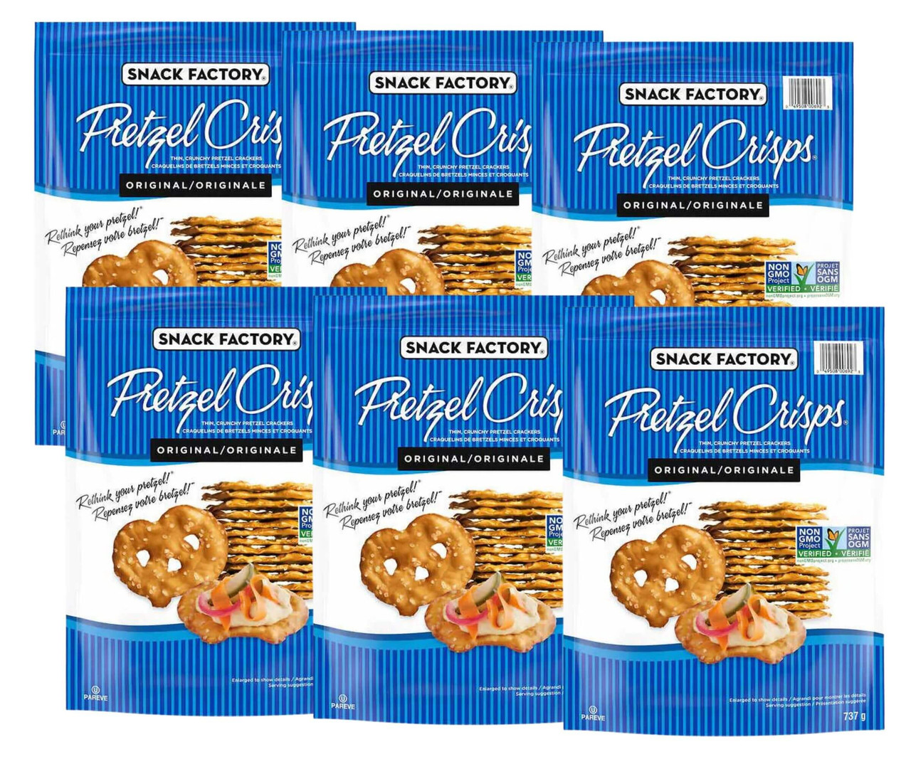 Snack Factory Pretzel Crisps - Original Pretzel Crackers (6/CASE)-Chicken Pieces