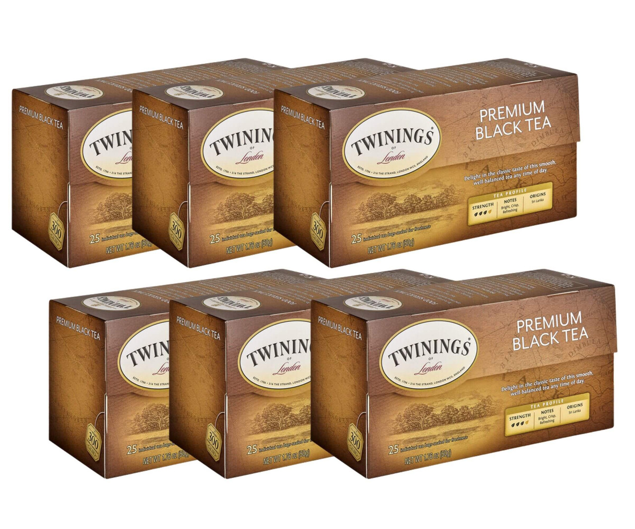 Twinings Premium Exquisite Black Tea Bags - 25-Count Box(6/CASE)