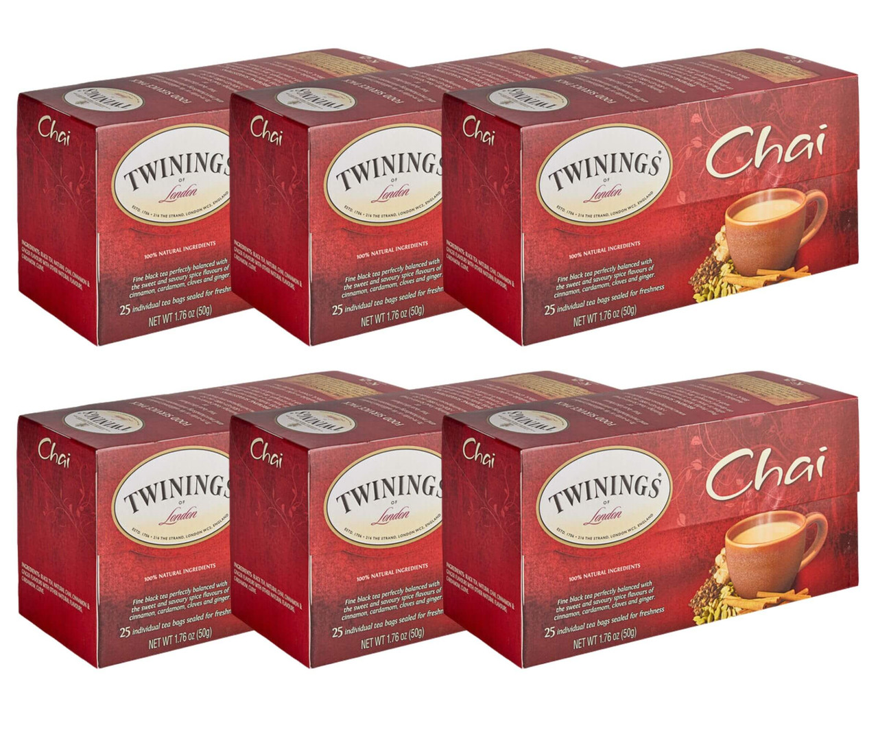 Twinings Chai Tea Bags - 25-Box | Premium Black Tea with Spices(6/CASE)-Chicken Pieces