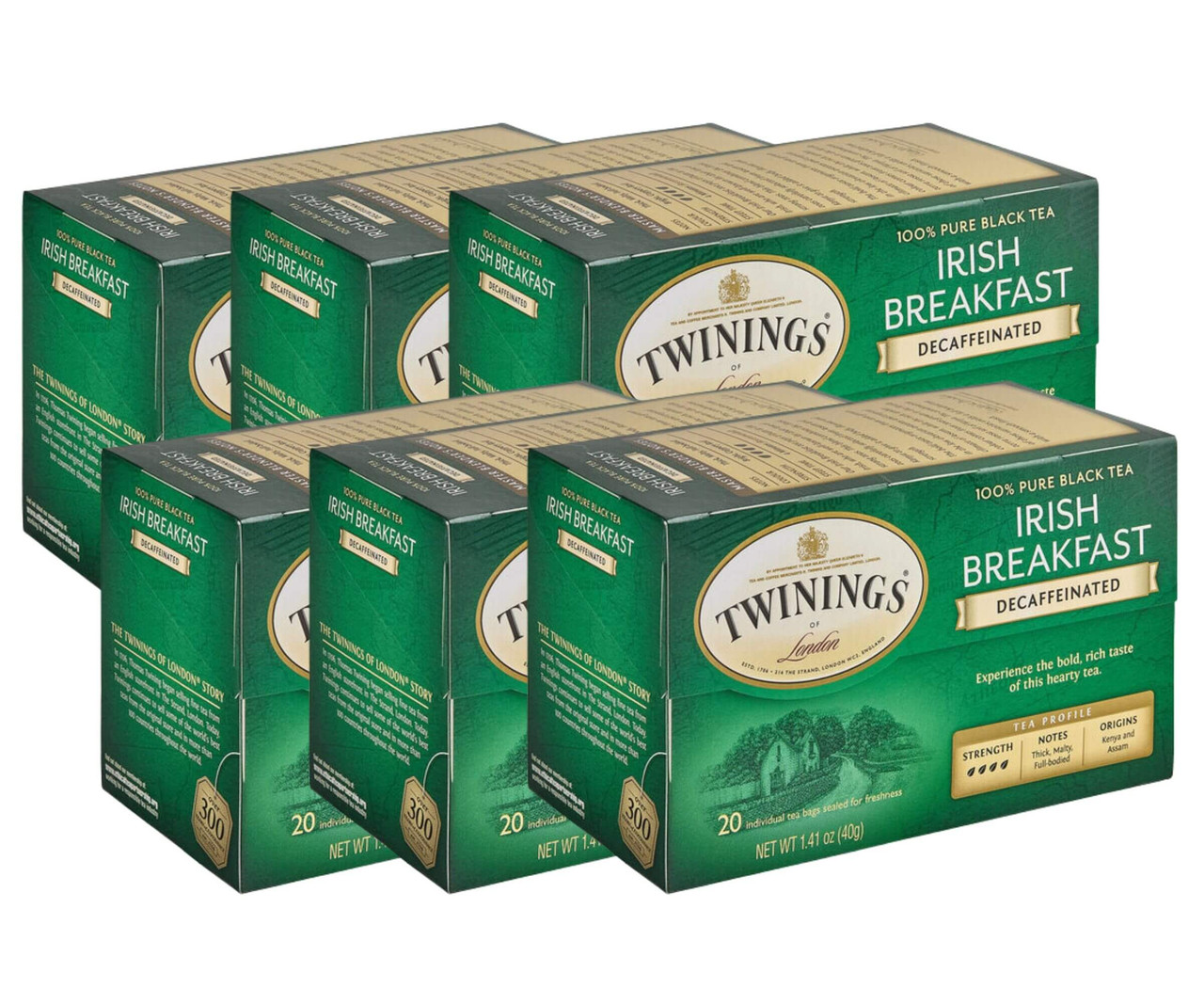 Twinings Irish Individually Wrapped Decaffeinated Tea Bags - 20-Box(6/CASE)-Chicken Pieces