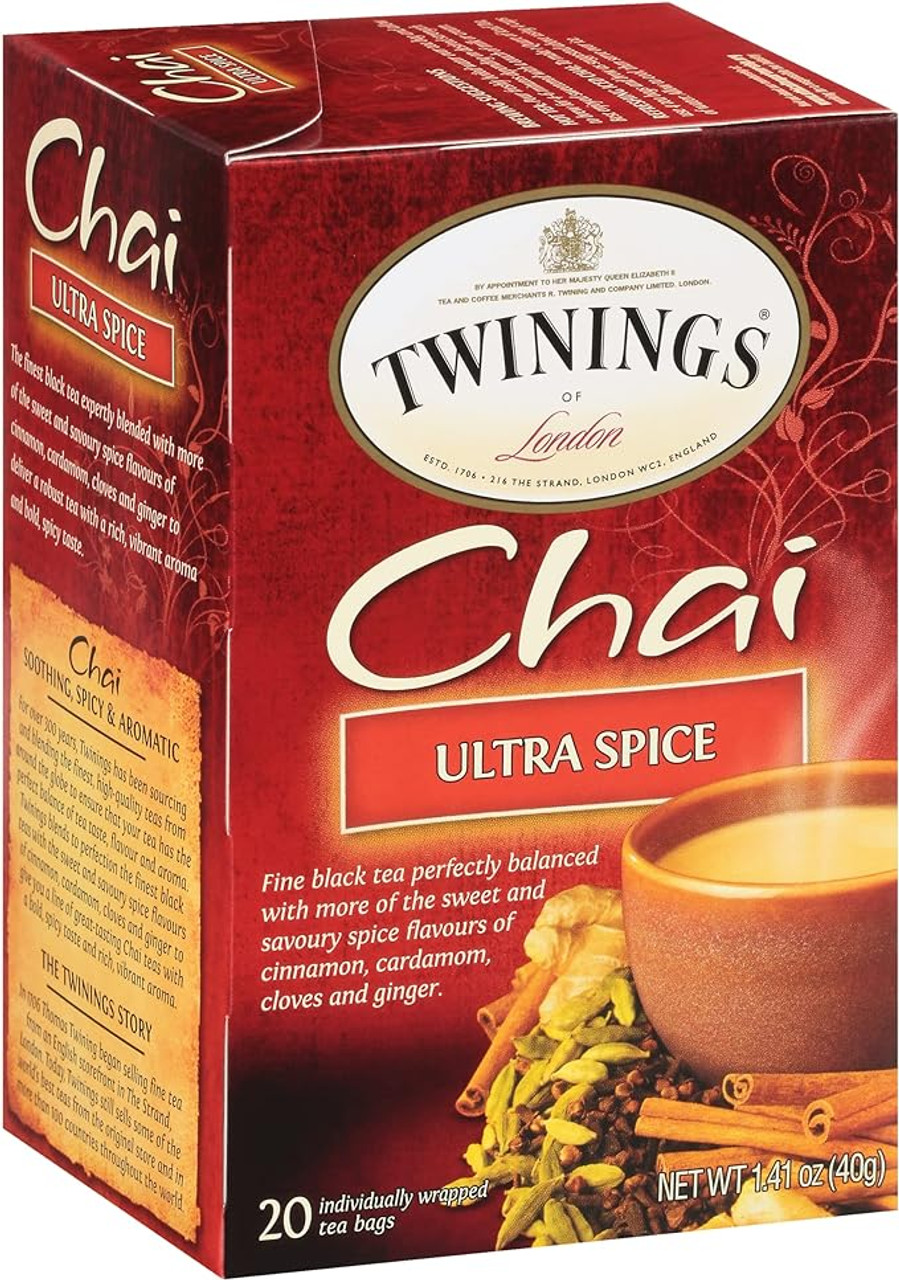 Twinings Ultra Spice Bold and Spiced Chai Tea Bags - 20-Box(6/CASE)-Chicken Pieces