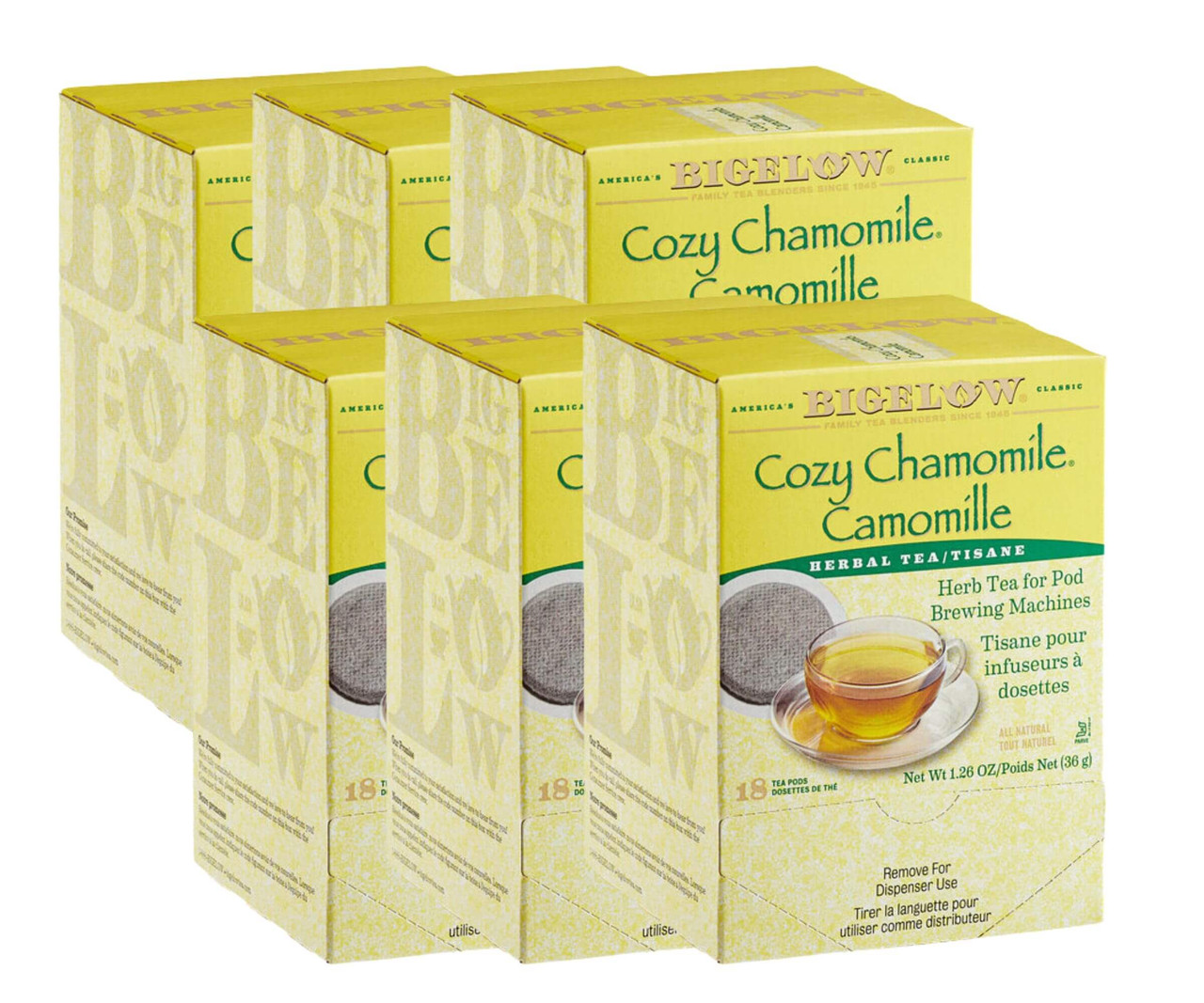 Bigelow Cozy Herbal Chamomile Tea Single Serve Pods 18/Box (6/Case)