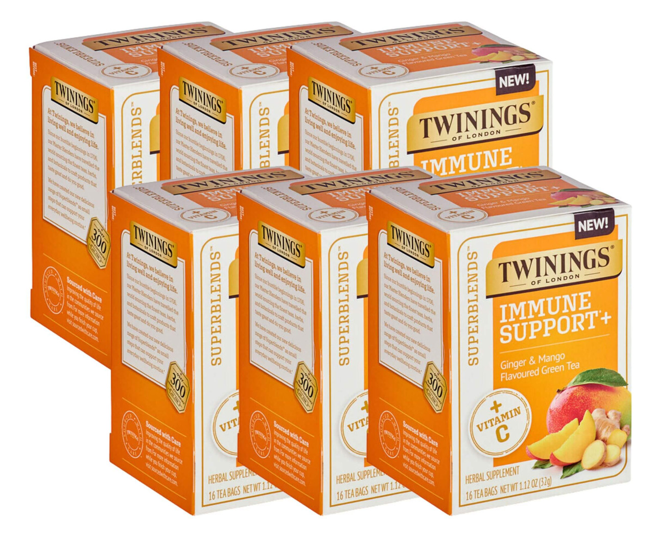 Twinings Superblends Immune Boosting Ginger & Mango Tea- 16/Box-Chicken Pieces