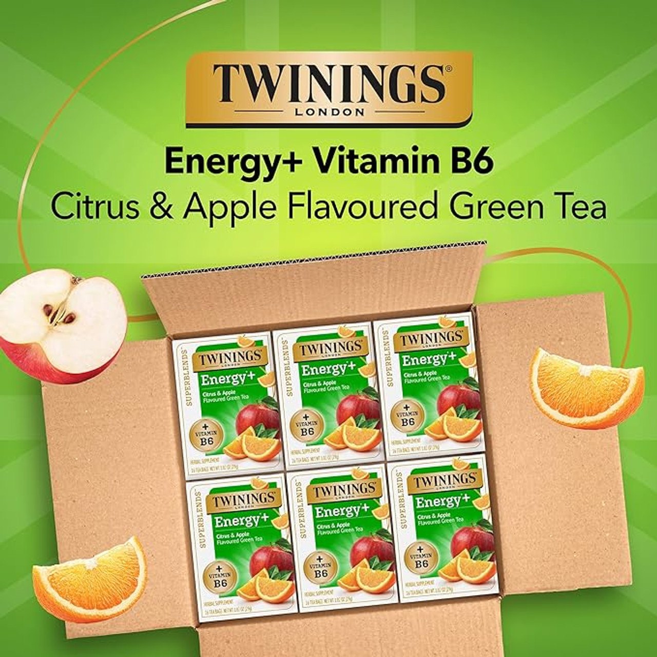 Twinings Superblends Energy Boost Citrus & Apple Green Tea- 16/Box(6/CASE)-Chicken Pieces