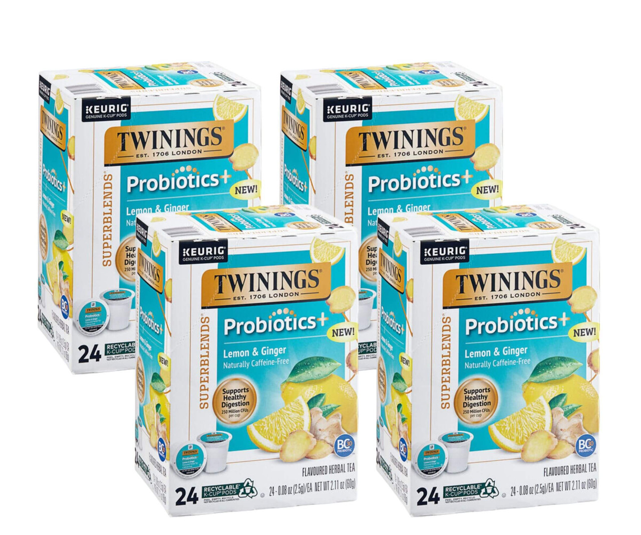 Twinings Probiotics Lemon & Ginger Herbal Tea Single Serve - 24/Box(4/CASE)-Chicken Pieces