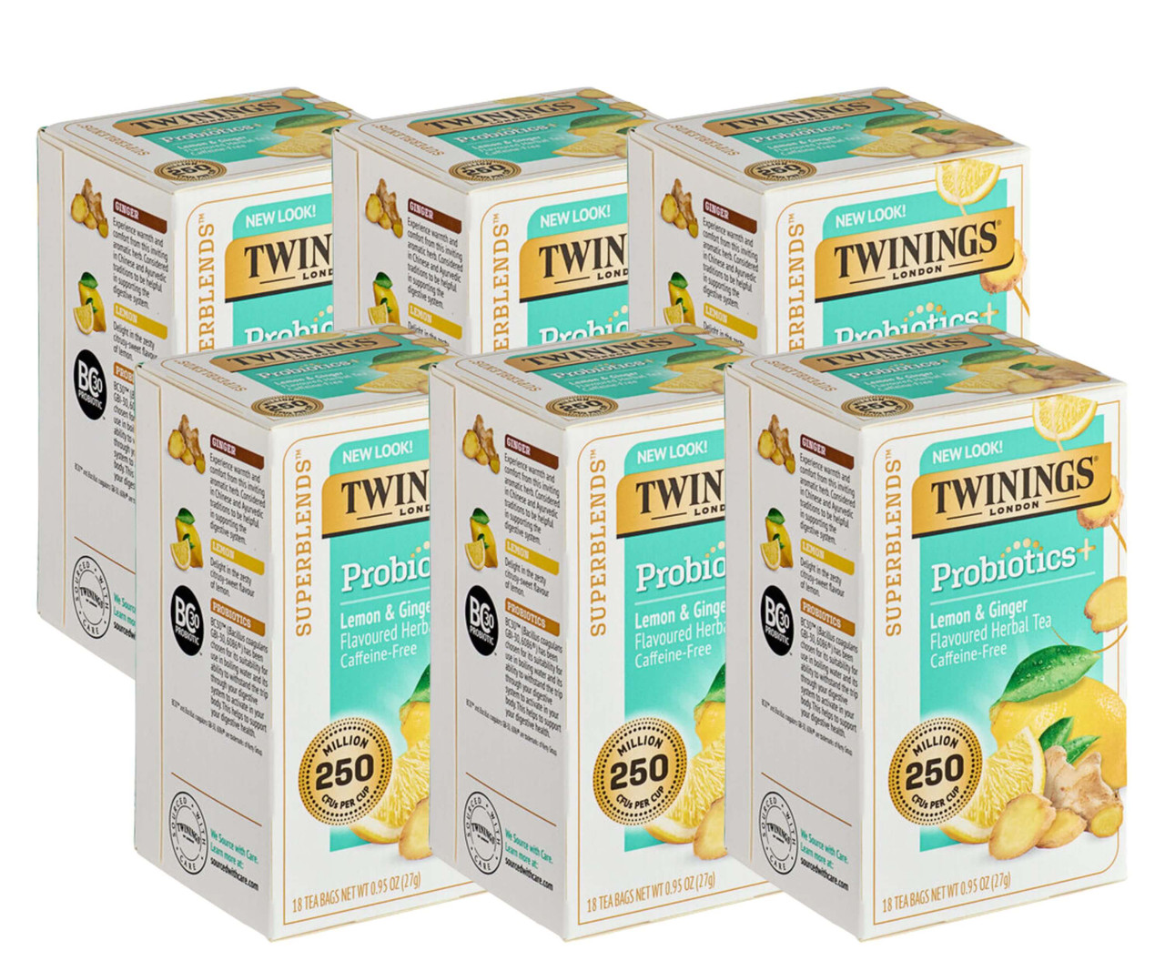 Twinings Probiotics Lemon & Ginger Probiotic Enriched:Herbal Tea Bags - 18/Box(6/CASE)-Chicken Pieces