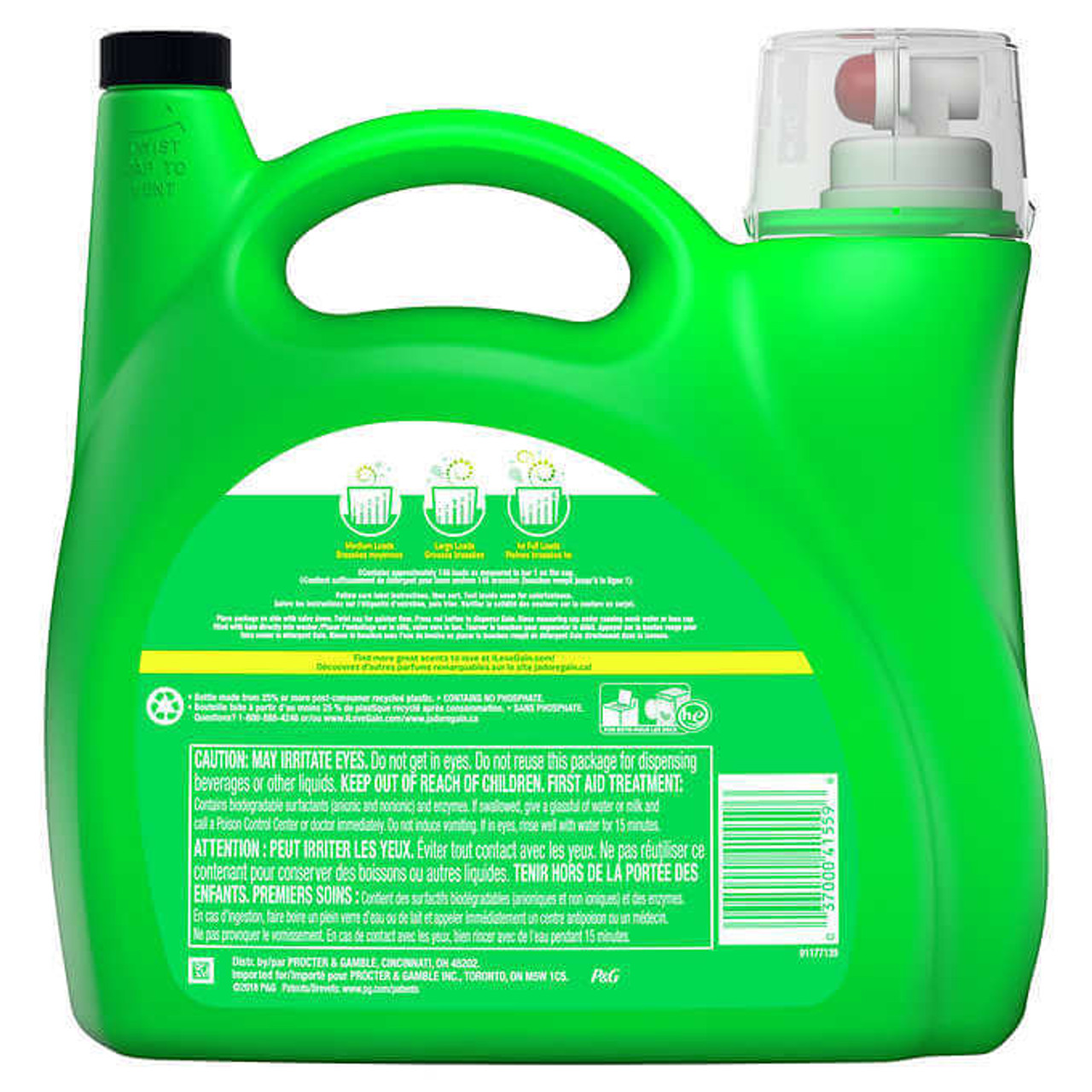 Gain Liquid Laundry Detergent Original Scent- 5.91 L, 146 Wash Loads(4/Case)-Chicken Pieces