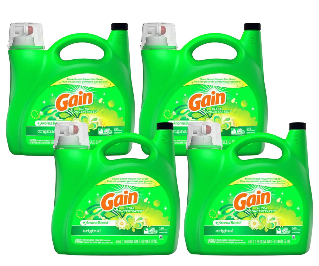 Gain Liquid Laundry Detergent Original Scent- 5.91 L, 146 Wash Loads(4/Case)-Chicken Pieces