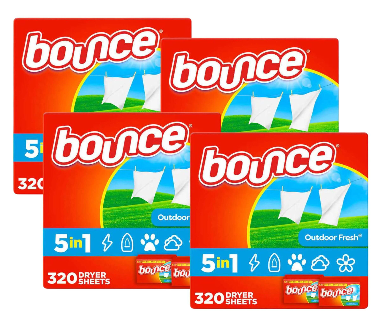 Bounce Dryer Extra Soft and Static-Free Sheets - 320-Count(4/Case)-Chicken Pieces