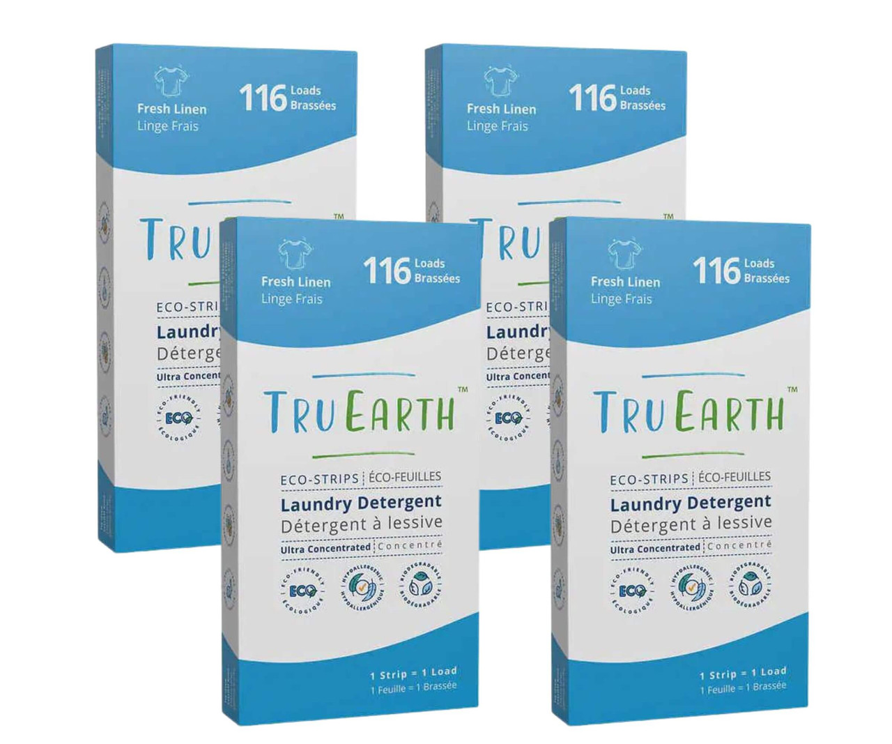 Tru Earth Eco-Strips Fresh Linen 116 Wash Loads Laundry Detergent(4/Case)-Chicken Pieces