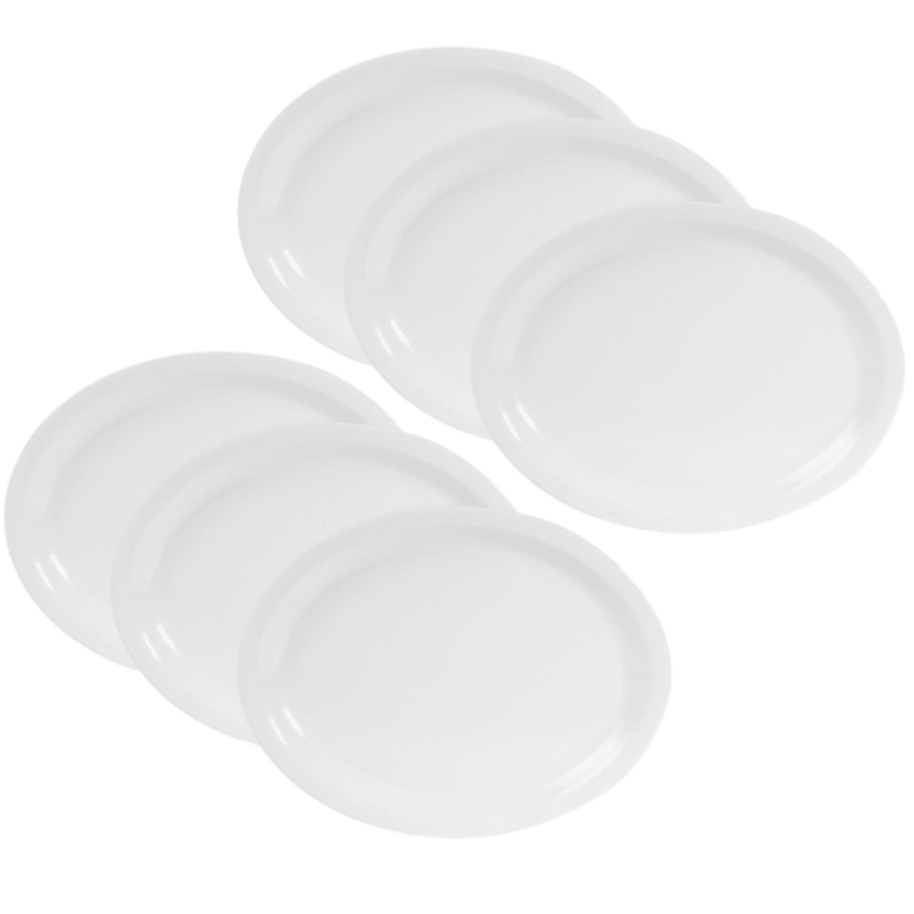 Elite Global Solutions Simplicity 9 5/8" x 7 1/2" White Oval Melamine Plate - 6/Case. CHICKEN PIECES.