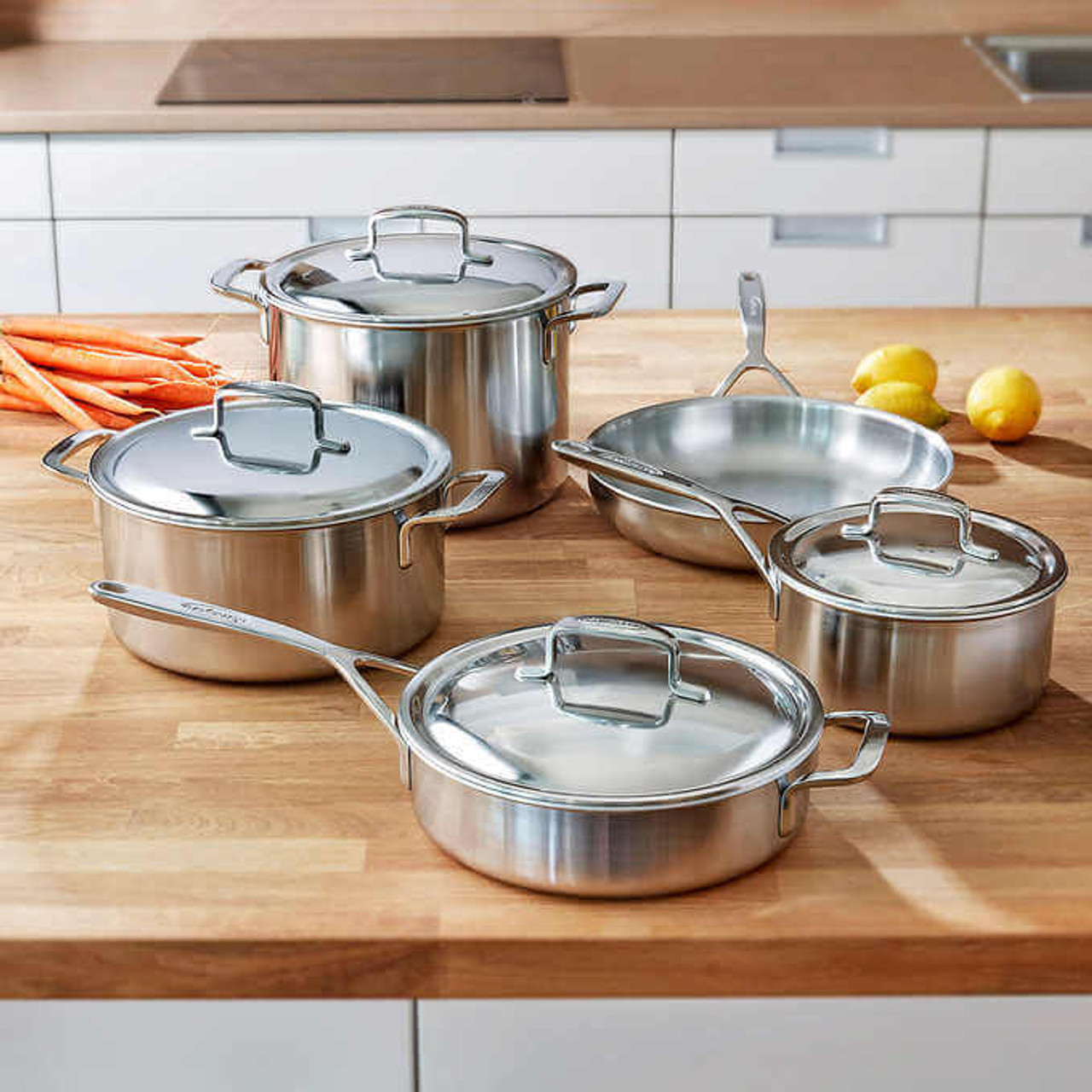 Demeyere Commercial-Quality 5-Ply Stainless Steel Cookware Set, 9-Piece