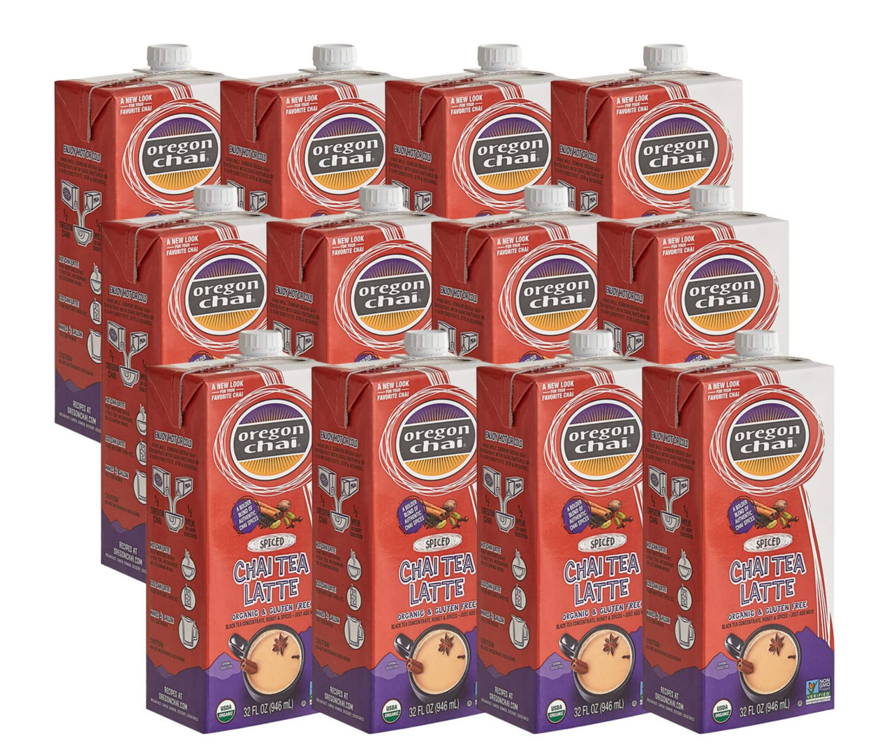 Oregon Chai Organic 32 fl. oz. Spiced Chai Tea Latte (12/Case)-Chicken Pieces