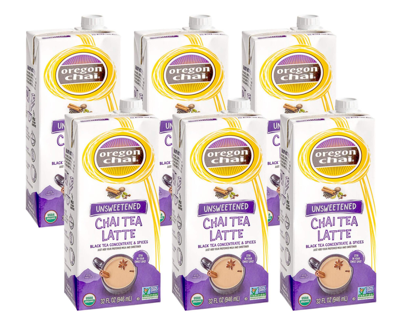 Oregon Chai Organic Unsweetened Concentrate 32 fl. oz Chai Latte 1:1 - 6/Case-Chicken Pieces