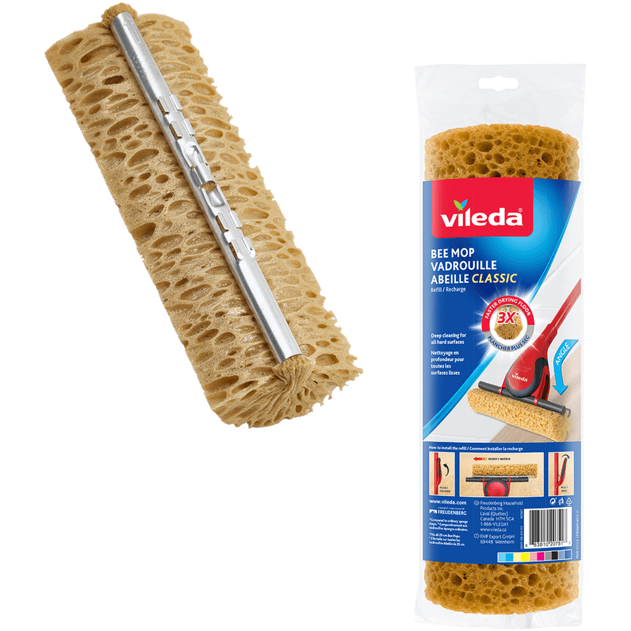 Vileda Bee Mop Classic Reusable Roller Mop Refill