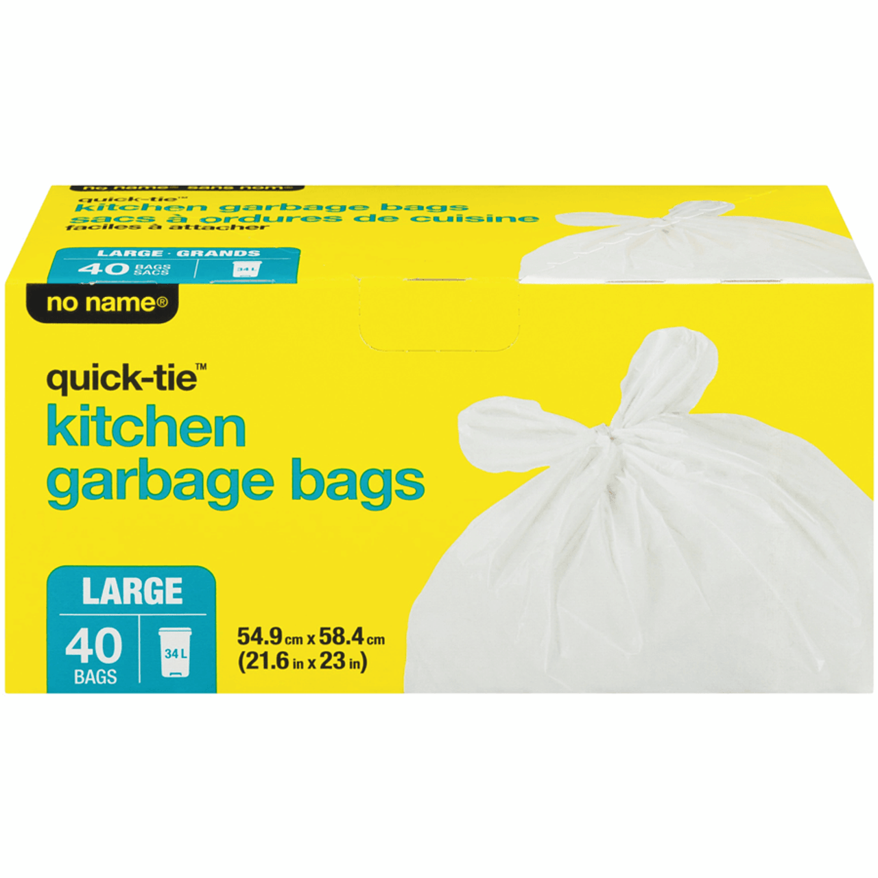No Name Large Kitchen Garbage Bags - 40 Bags (8/Case)