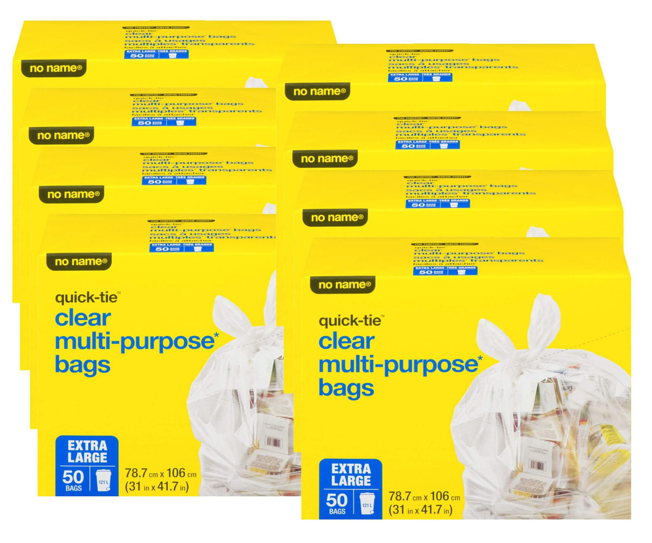 No Name Extra Large 50 Bags Clear Multi-Purpose Bags(8/Case)
