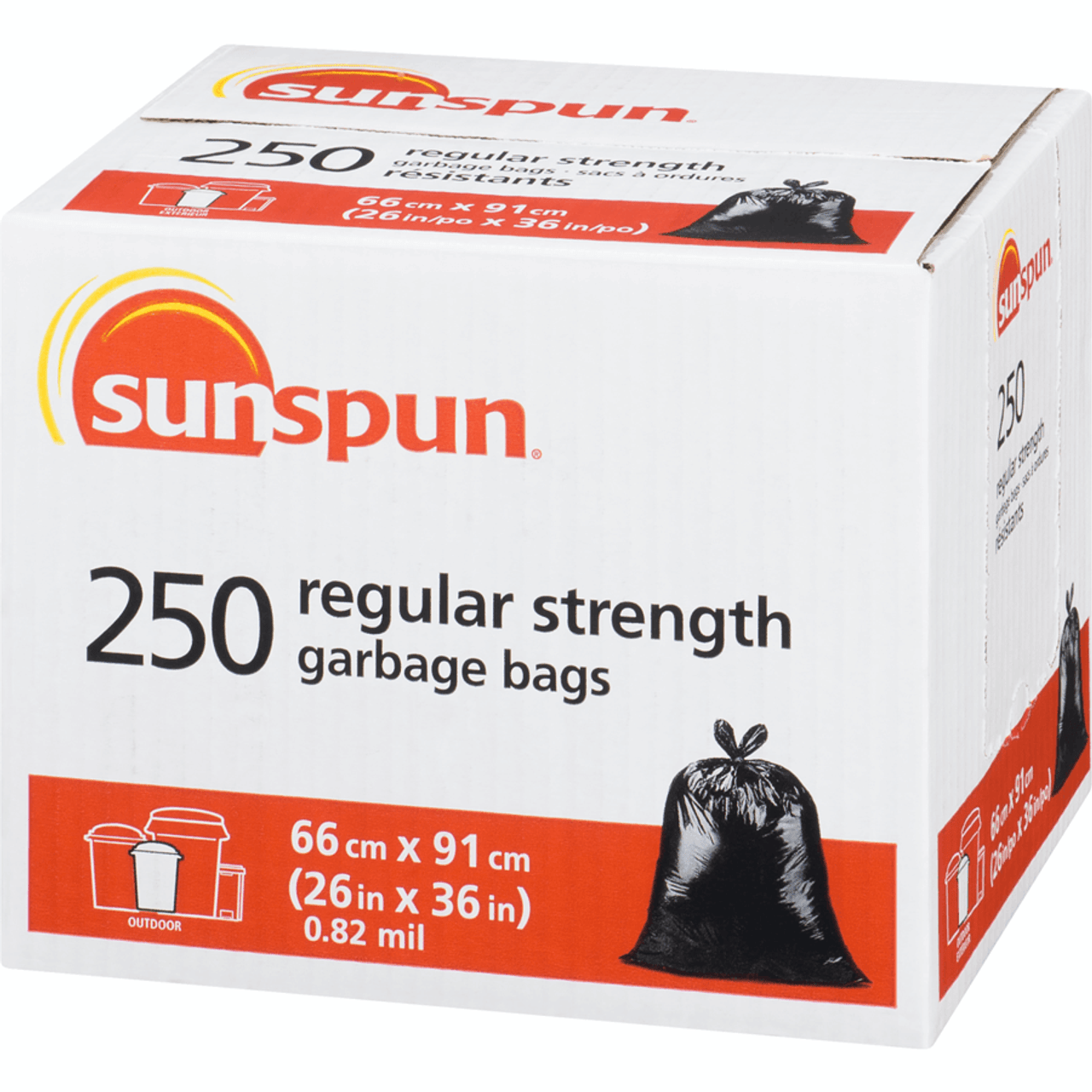 SUNSPUN Outdoor Regular Strength Garbage Bags - 250 Bags(8/Case)-Chicken Pieces