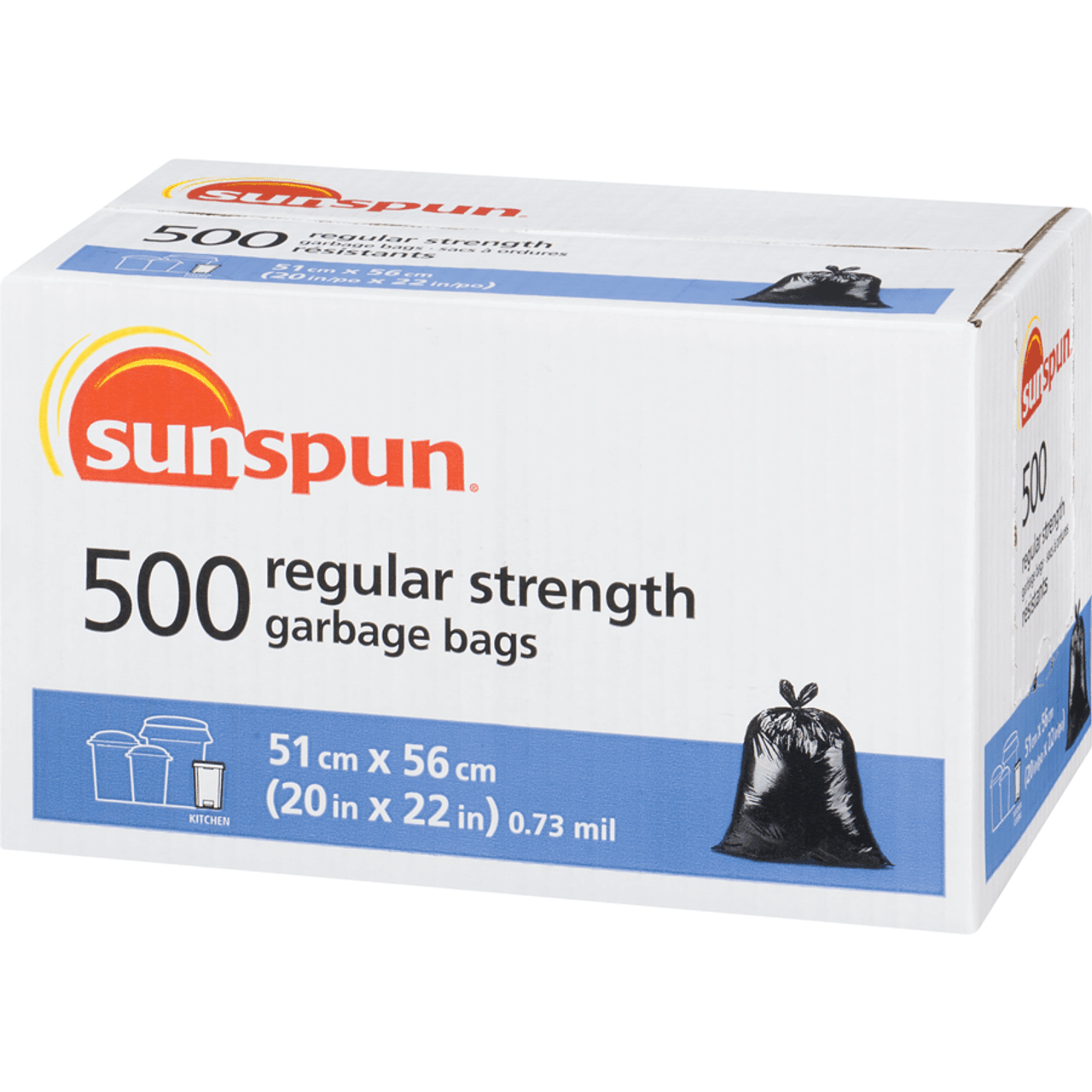 SUNSPUN Regular Strength Kitchen Garbage Bags - 500 Bags(8/Case)-Chicken Pieces