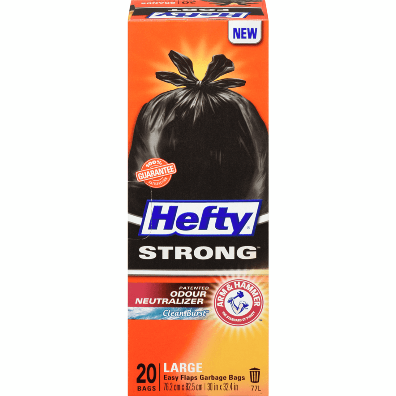 HEFTY Strong Easy Flaps Garbage Bags - Large 77 L (20 Bags)(8/Case)-Chicken Pieces