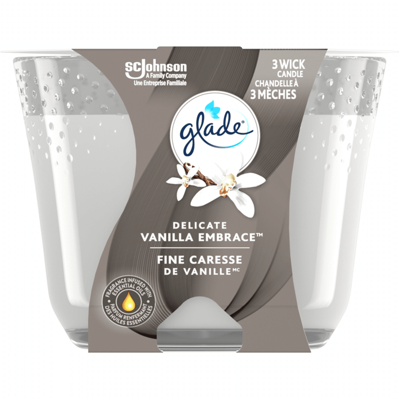 Glade Scented Vanilla Embrace Candle Delicate 3-Wick Candle 1 Count(4/Case)-Chicken Pieces