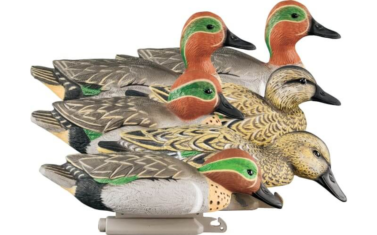 Higdon Outdoors Standard Foam-Filled Green-Winged Teal Decoys (4 Drakes & 2 Hens.). CHICKEN PIECES.