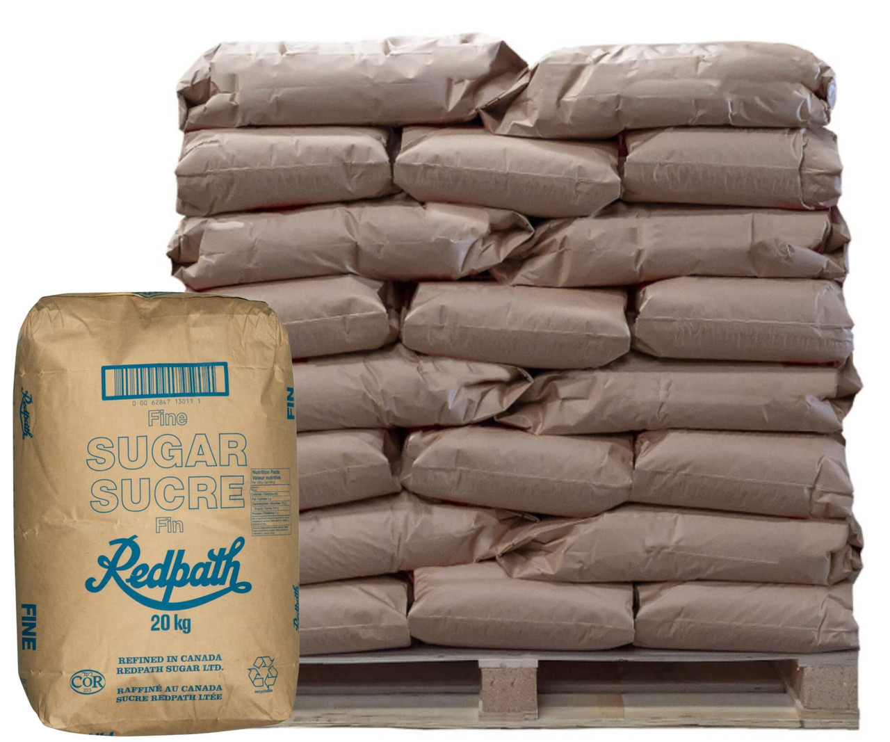 Redpath Fine Granulated Sugar Bulk Food Service- 20kg (63 BAGS/PALLET)
