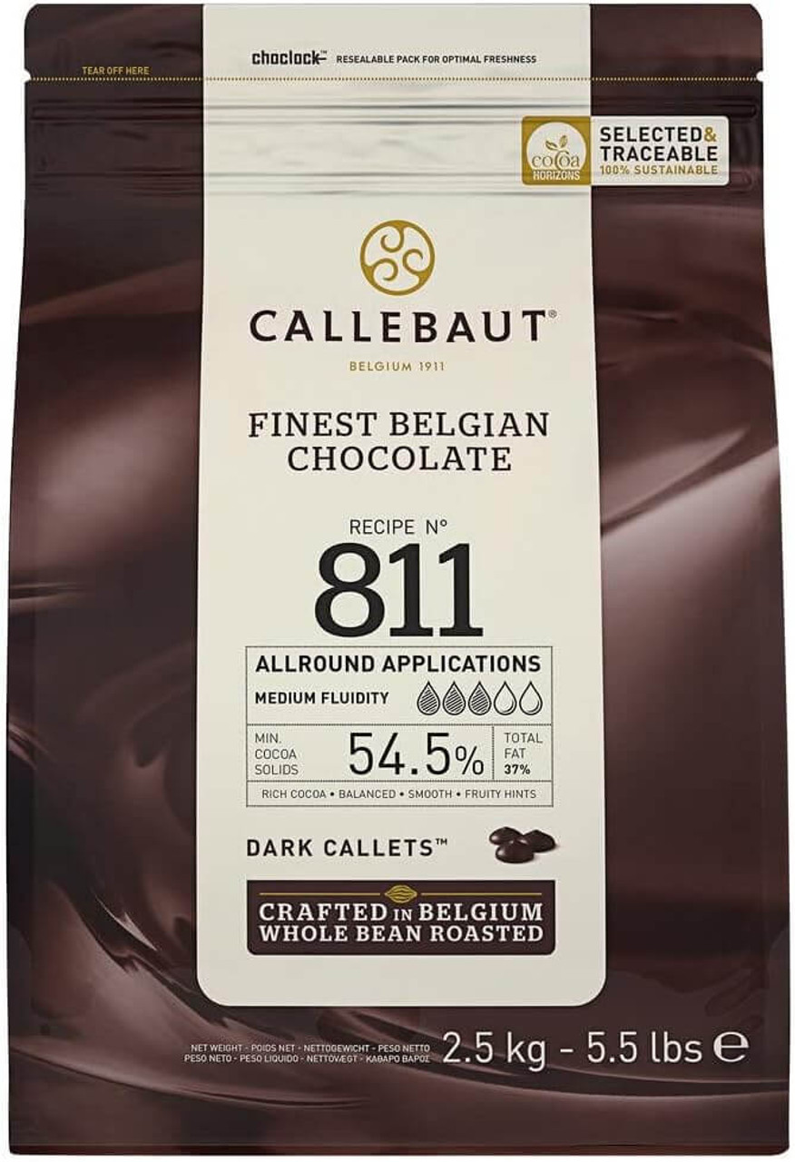 Callebaut 811 Dark Chocolate Belgian Callets 2.5kg/5.5lbs (8/CASE)