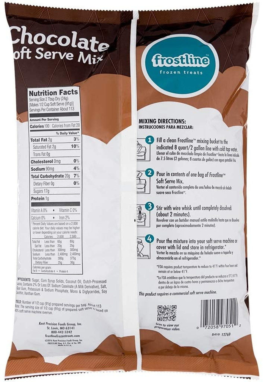 Frostline Chocolate Soft Serve Ice Cream Mix Lactose Free 6 lbs Bulk (6/CASE)