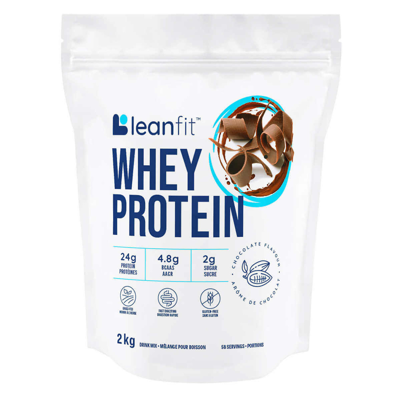 LEANFIT Grass-Fed Whey Protein 2Kg, Vanilla/Chocolate 4/Case