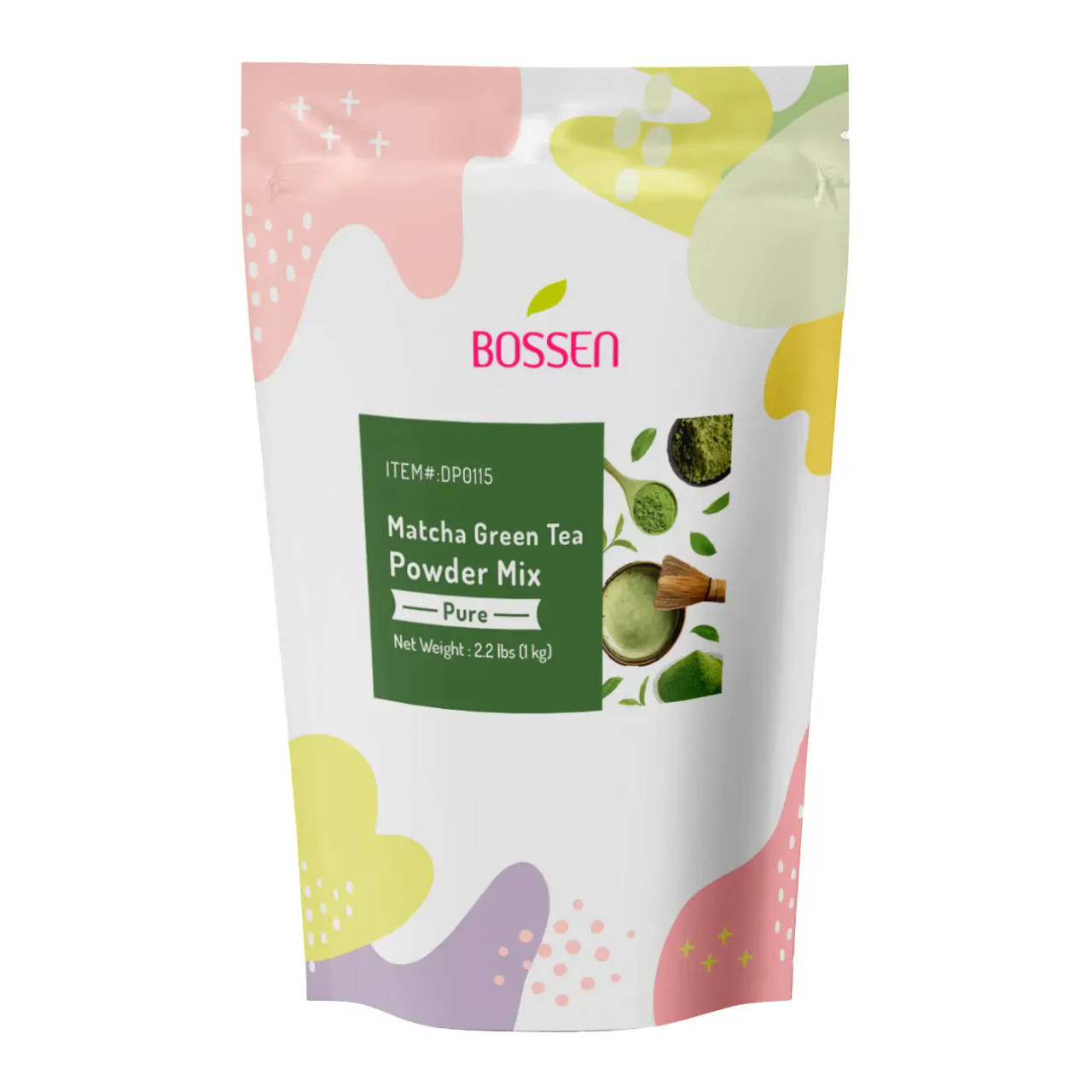 Bossen 2.2 lb. (1 kg) Bubble Tea Pure Matcha Powder | 100% Pure Matcha Green Tea(10/Case)-Chicken Pieces