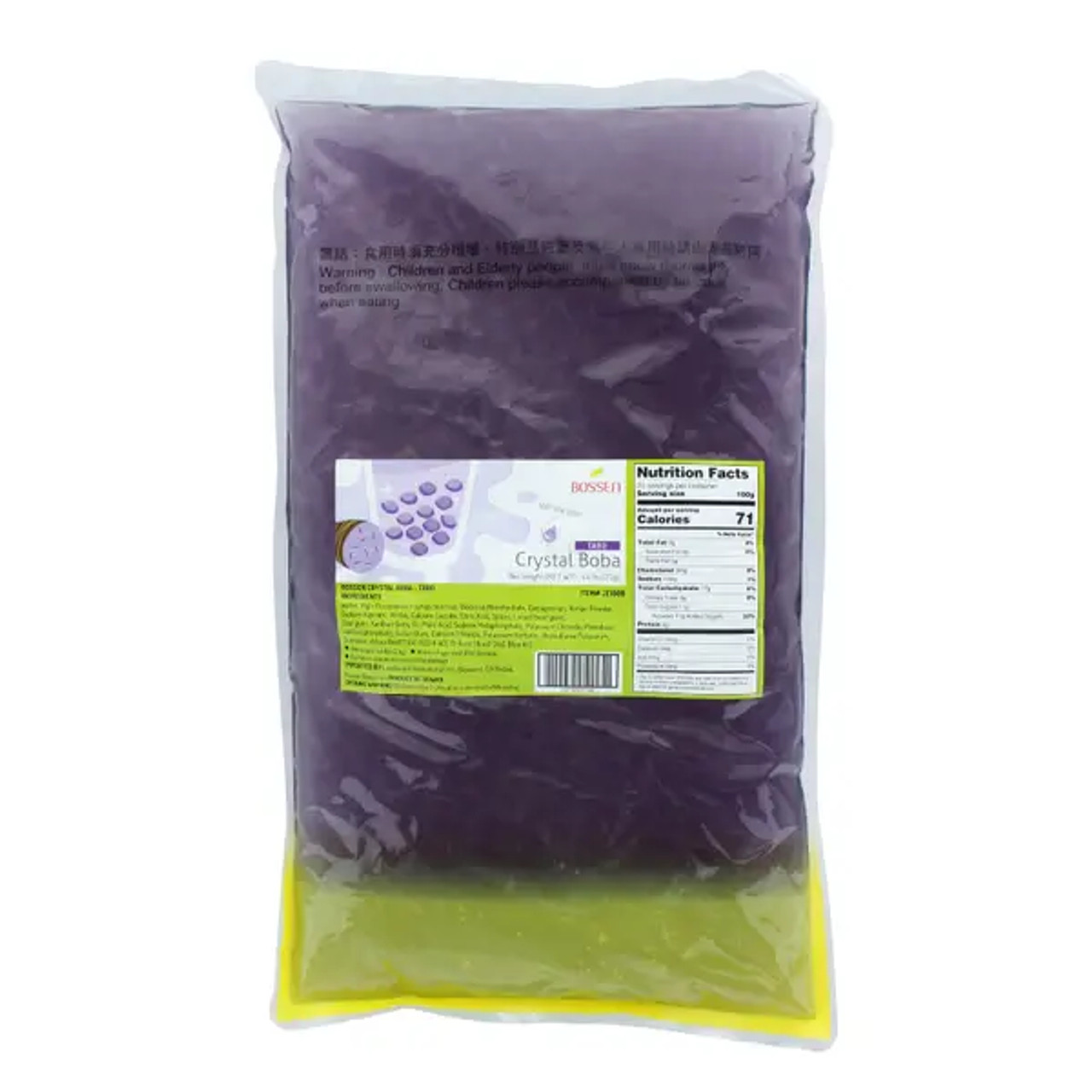 Bossen Taro Bubble Tea Crystal Boba in Syrup 4.4 lb. (2 kg) | Translucent Purple-(6/Case)-Chicken Pieces