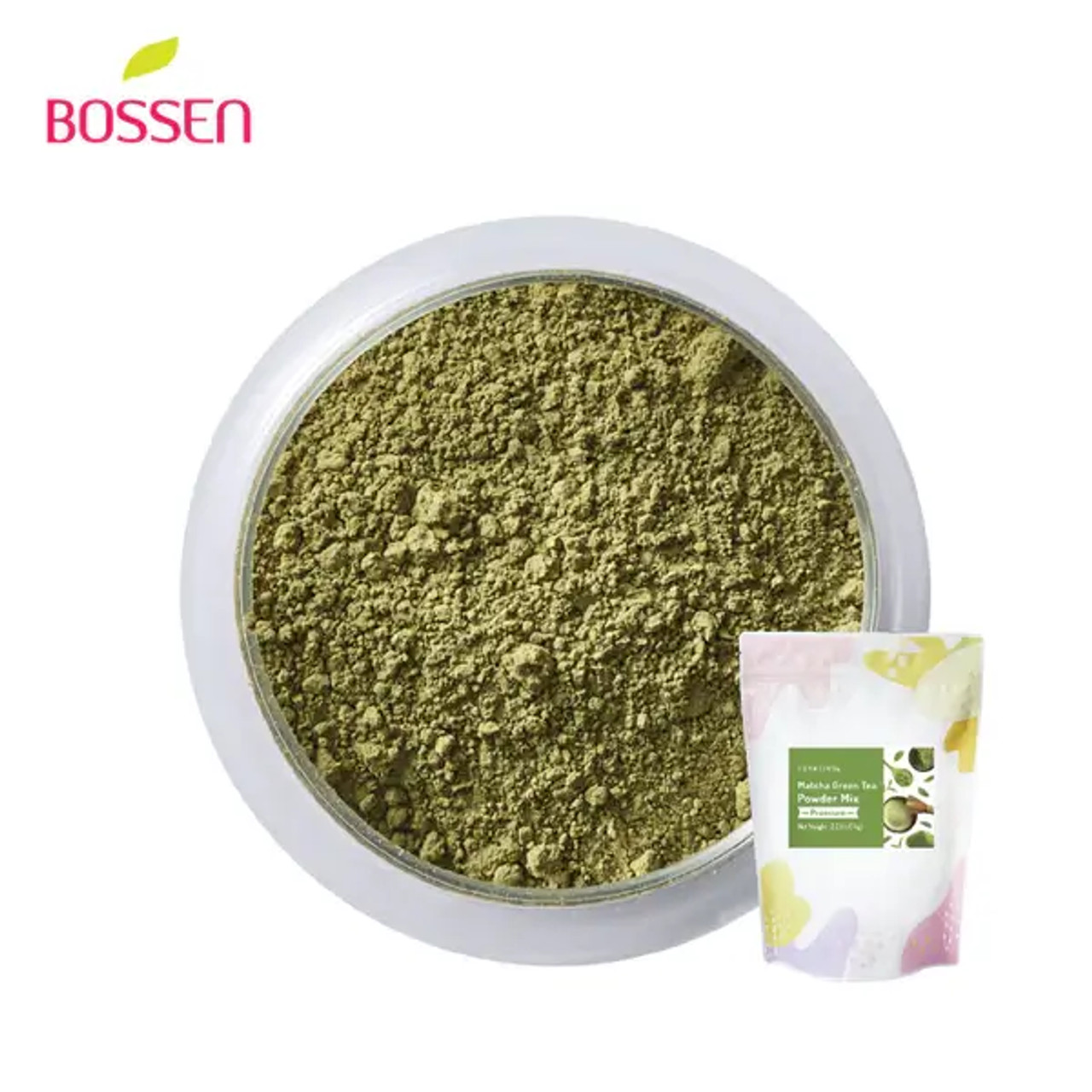 Bossen 2.2 lb. (1 kg) Green Tea Bubble Tea Powder Mix | Light & Sweet(10/Case)-Chicken Pieces