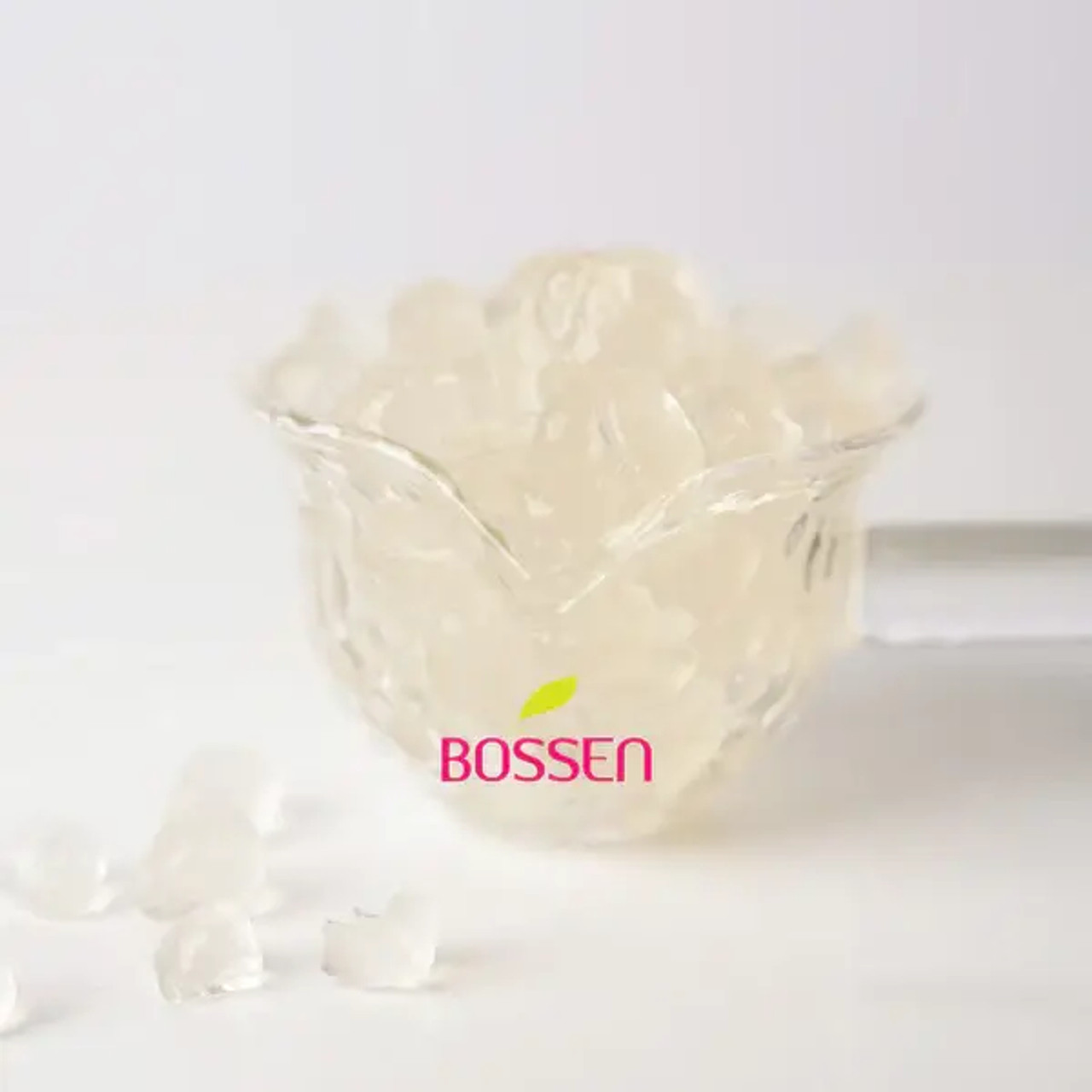 Bossen 4.4 lb. (2 kg) Lychee Crystal Bubble Tea Boba in Syrup | Translucent 10 mm Boba(6/Case)-Chicken Pieces