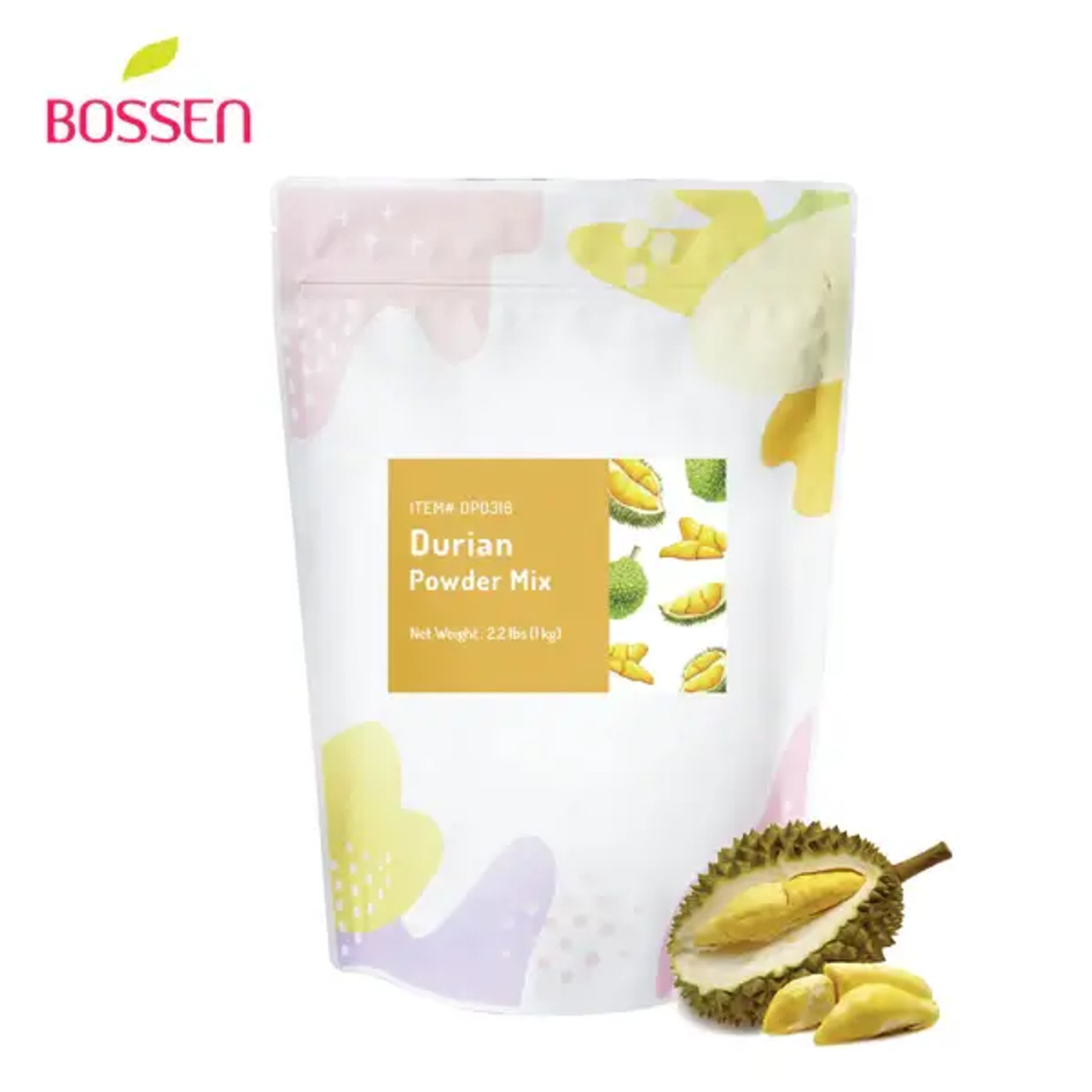 Bossen 2.2 lb. (1 kg) Bubble Tea Durian Powder Mix - Creamy, Sweet Durian Flavor(10/Case)-Chicken Pieces