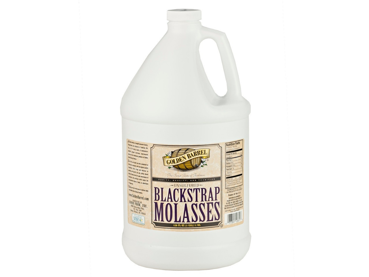 Golden Barrel Bulk Unsulfured Black Strap Molasses - 1 Gallon Jug