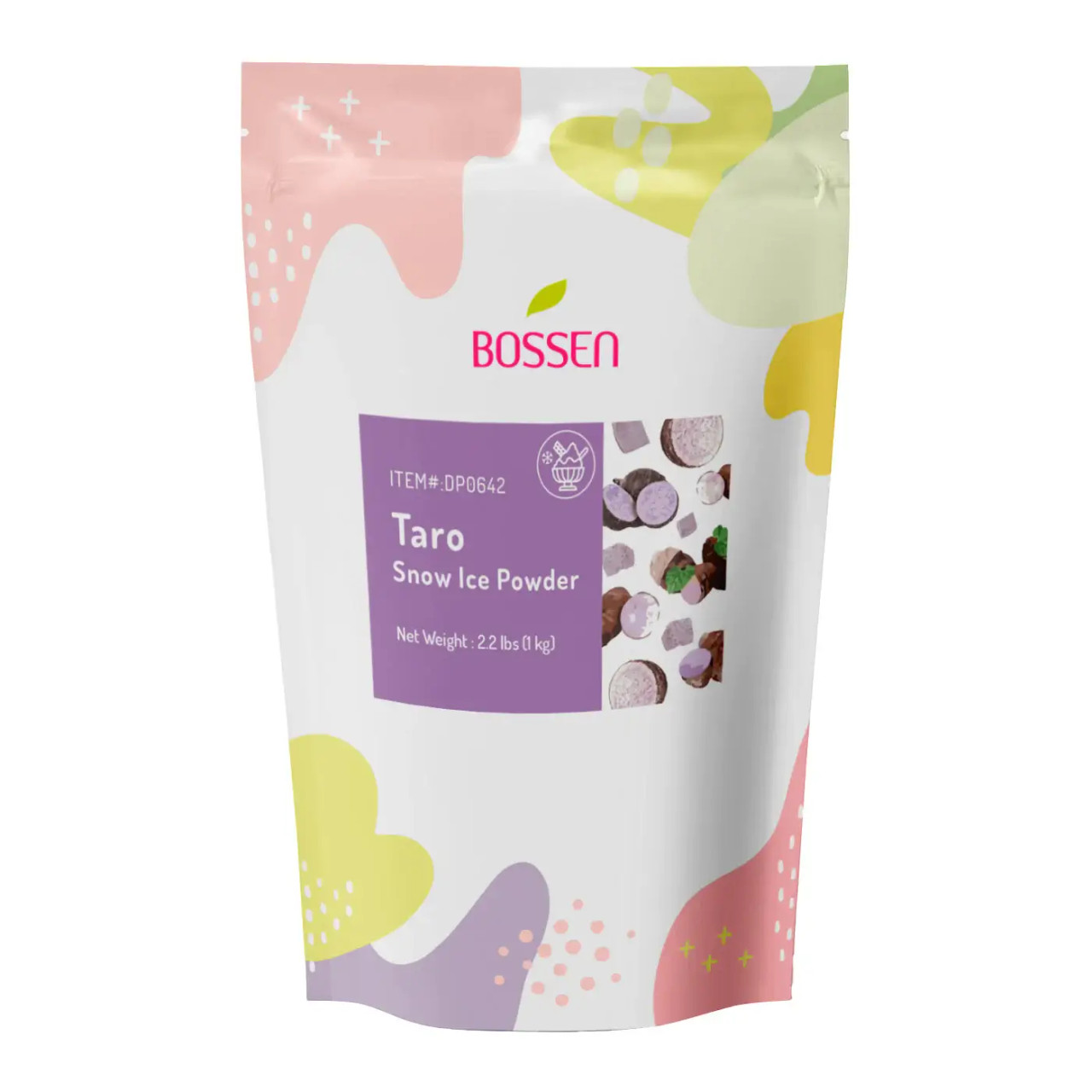 Bossen 2.2 lb. (1 kg) Bubble Tea Taro Snow Ice Powder Mix - Creamy and Nutty Desserts(10/Case)-Chicken Pieces