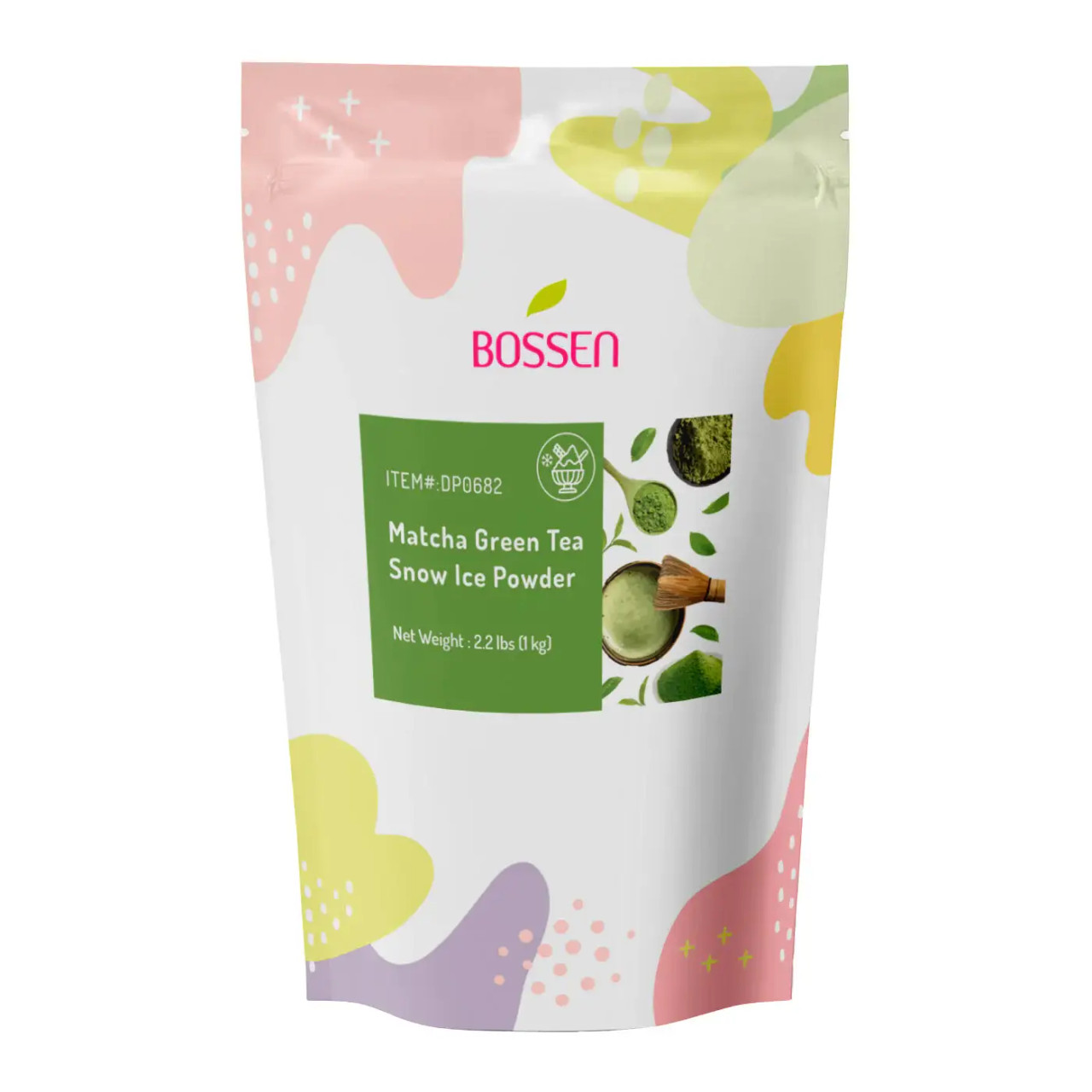 Bossen 2.2 lb. (1 kg) Bubble Tea Matcha Snow Ice Powder Mix(10/Case)-Chicken Pieces