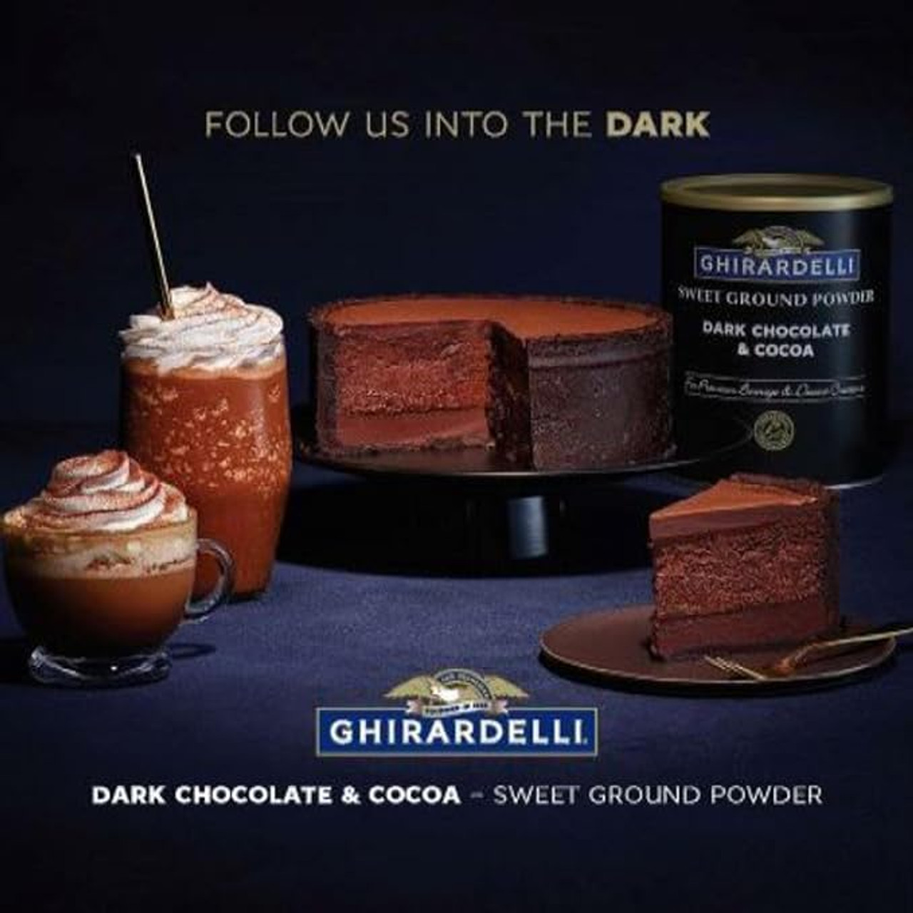 Ghirardelli 3 lb. (1.36 kg) Sweet Ground Dark Chocolate & Cocoa Powder (6/Case)-Chicken Pieces